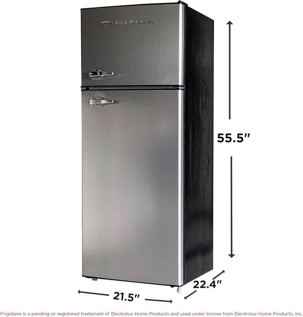 Frigidaire, 2 Door Apartment Size Refrigerator/Freezer Combo, 7.5 cu ft, Platinum Series, Stainless, 23" D x 21.5" W x 55.5" H