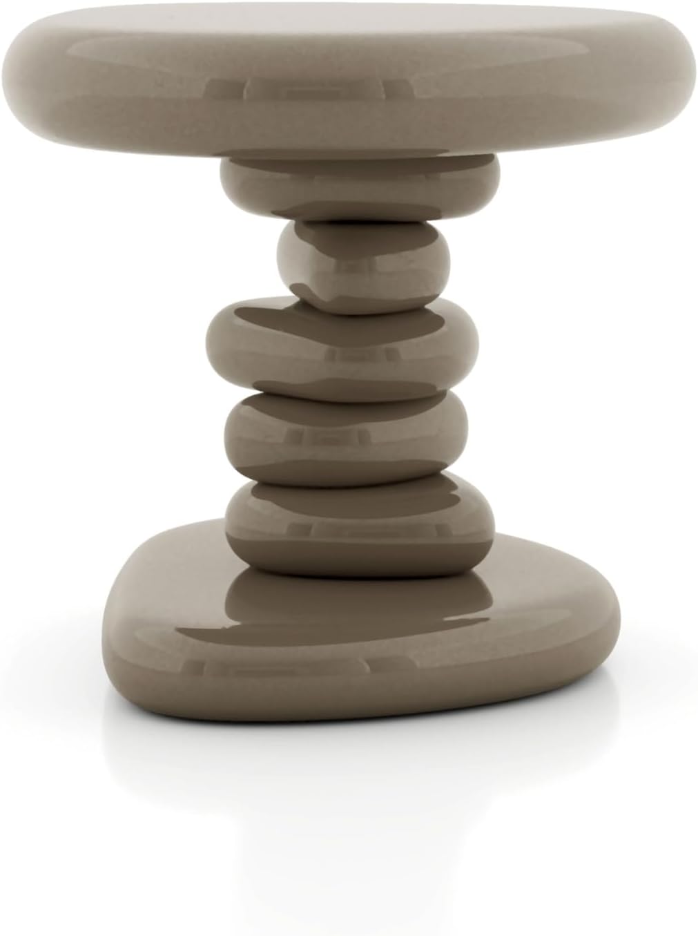 24/7 Shop at Home Kavren Modern 22-inch Oval Glossy Pedestal End Table, Stone Shape Living Room Furniture for Small Space, Dark Brown