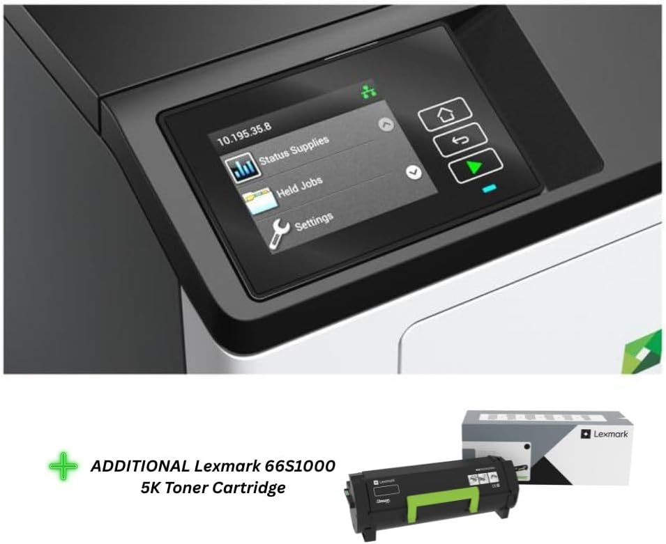 Lexmark MS531dw Monochrome Laser Printer, Duplex (2-Sided Printing), Energy Star, Up to 46 ppm, 2.8 inch, Color Touch Screen(38S0300) Bundle with 66S1000 Black 5K Yield Toner Cartridge