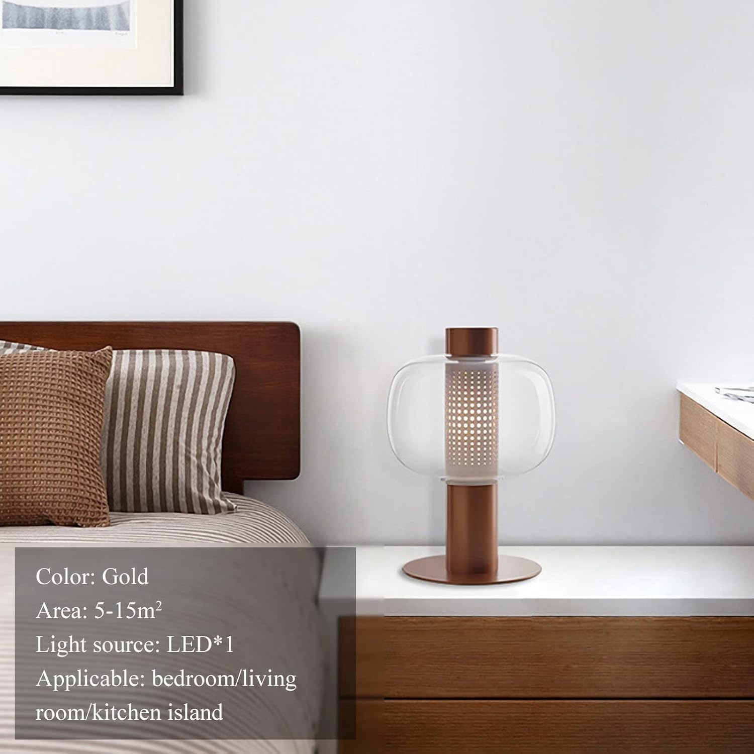 Modern Amber Glass Table Lamp Glass Shade Gold Base Desk Lamp Minimalist Design Living Room Bedroom Office Coffee Shop Dimmable LED Light Decor Ambient Lighting