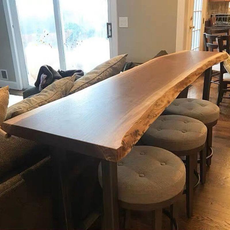 RUNNUP Industrial Bar Table, Solid Wood Sofa Table with Footrest for Living Room Window Coffee Shop, Without Chairs 79" L x 18" W x 41.5" H