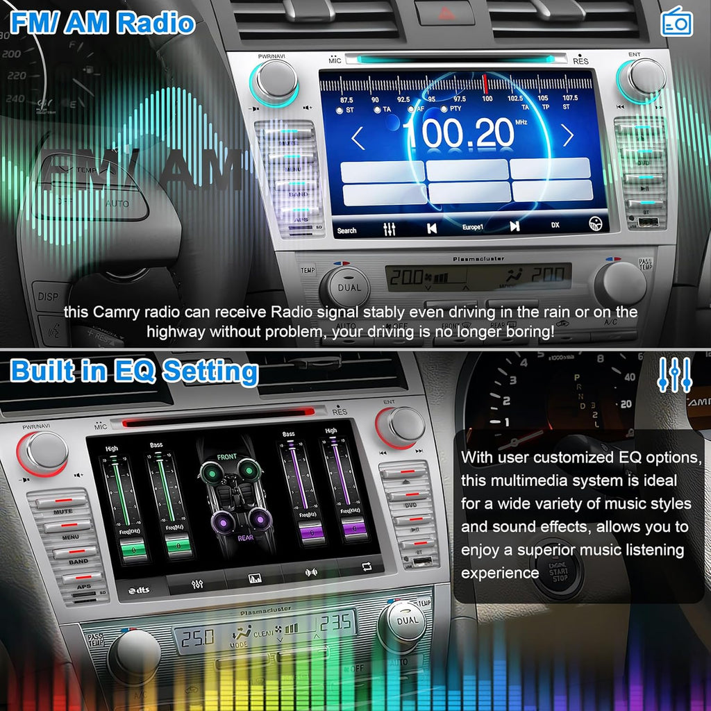 Car Radio for Toyota Camry 2006 2007 2008 2009 2010 2011, 8-inch Touch Screen Car Stereo Support CD/DVD,CarPlay&Android Auto, Bluetooth5.2&Voice Control, Backup Camera& SWC
