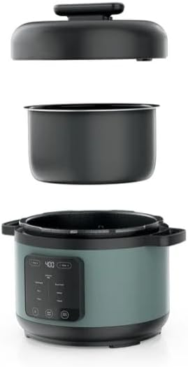 Niinjaa Hyper Heat 8 in 1 (model PC 200), 6.5 Qt Pressure Cooker, Steams, Slow Cooks, Rice, Pasta, Sear/Sauté, Steam, with SimpliServe Pot, 1200 W, Color Sage Leaf