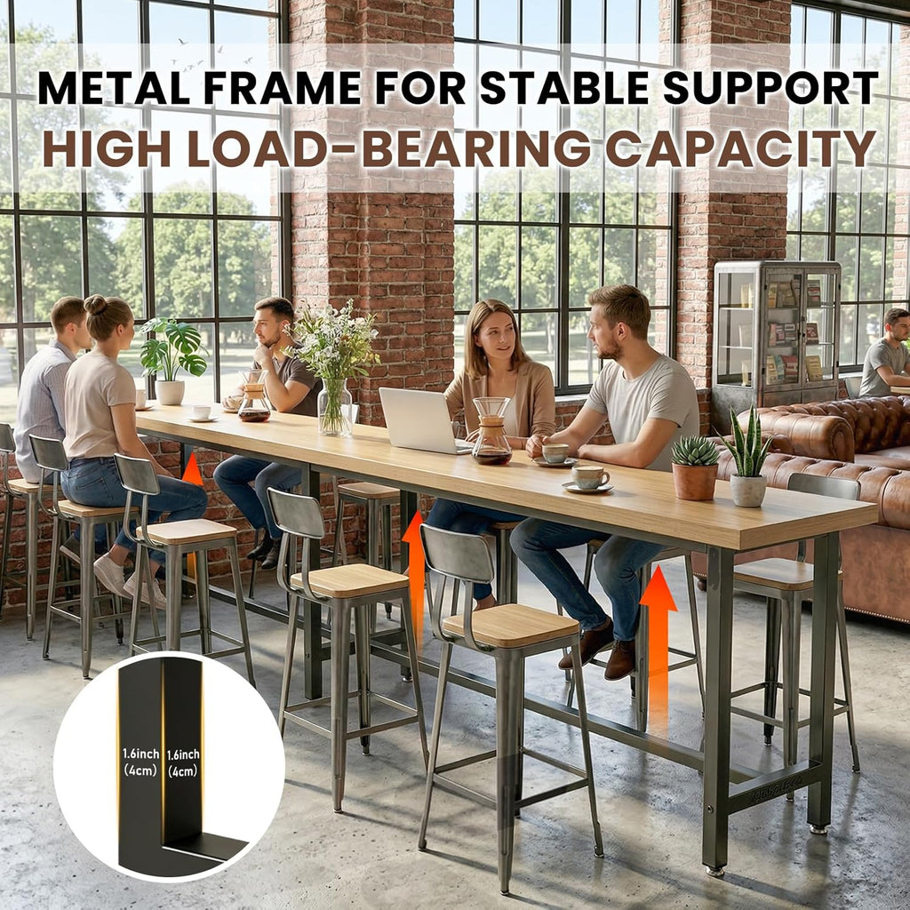Bar Table Industrial Kitchen Dining Counter Height Table Rectangular High Top Pub Table with Sturdy Metal Legs for Small Space Living Room Coffee Shop