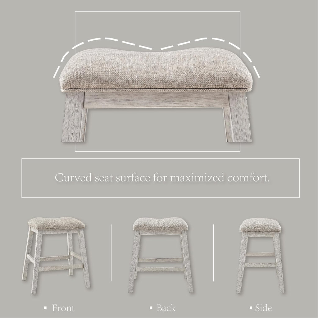 Signature Design by Ashley Skempton Modern 24" Counter Height Upholstered Barstool, 2 Count, Grayish White