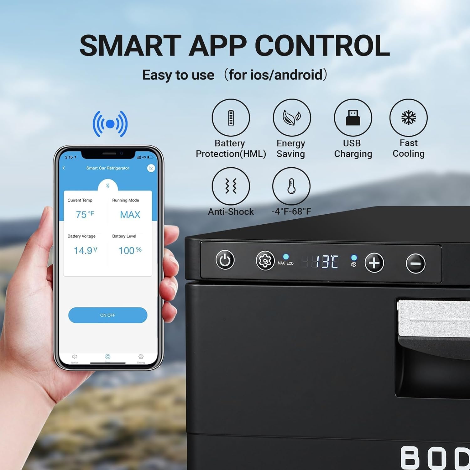 BODEGACOOLER 12 Volt Drawer Refrigerator, 33Quart(31L) RV Fridge Freezer APP Control, Portable Refrigerator (-4℉-68℉), Car Cooler for Travel ,Camping, Road Trips Tailgating, Truck, Van, SUV 12/24V DC