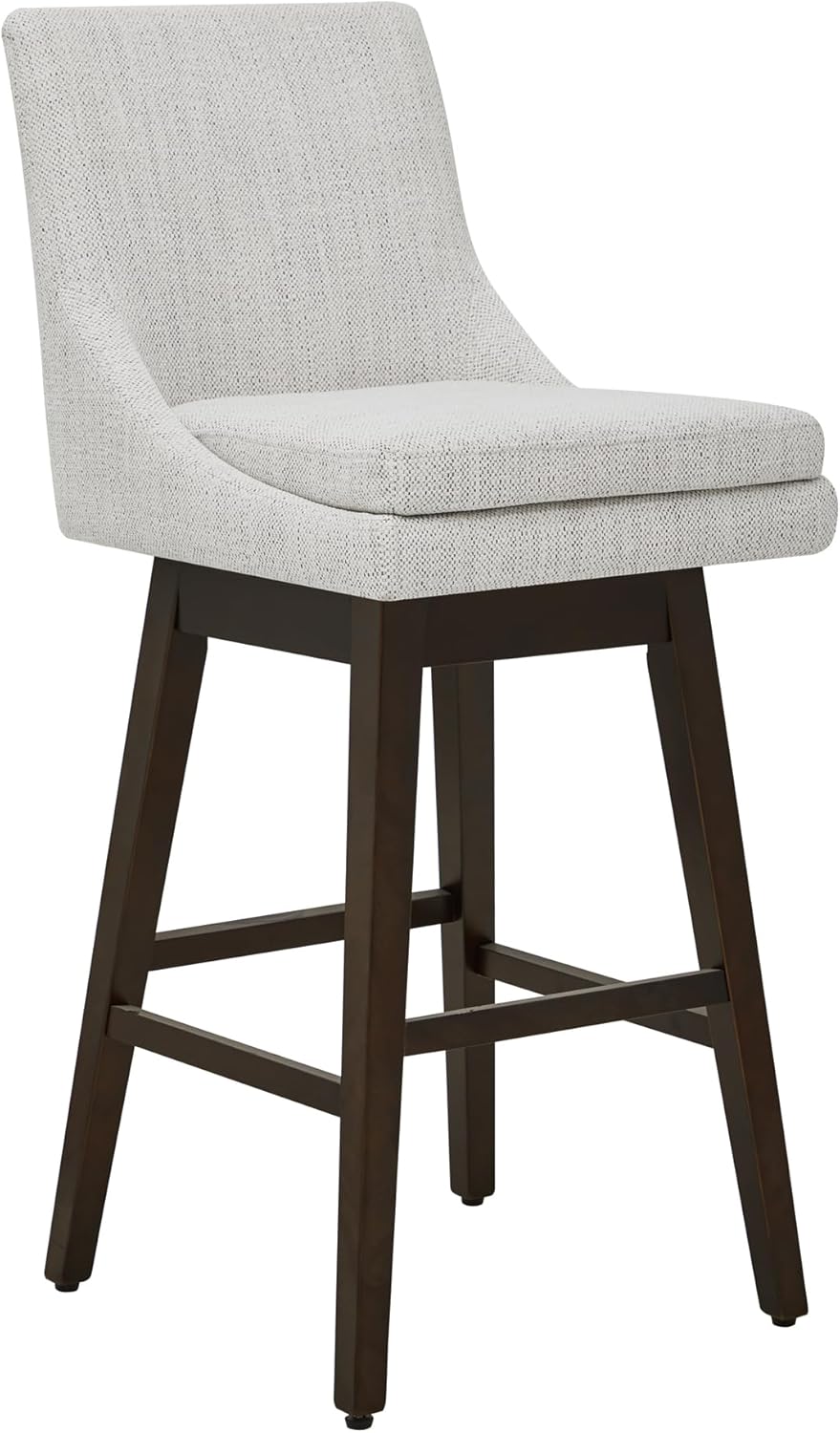 CHITA Bar Height Swivel Barstool with Back Set of 2, FSC Certified Upholstered Bar Stool, 30.7" H Seat Height, Fabric in Ivory