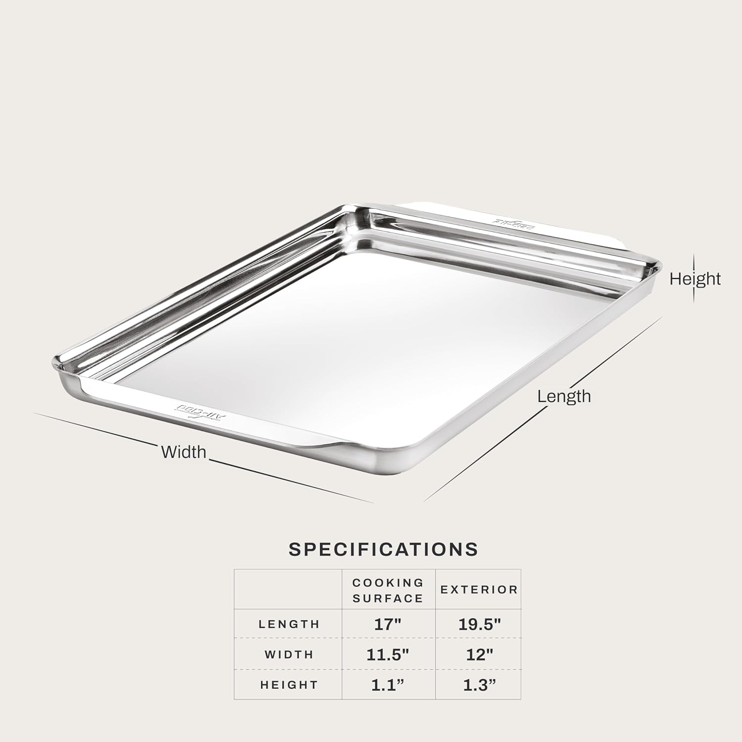 All-Clad Stainless Steel Baking Half Sheet Pan 11.5" x 17" - Tri-ply Bonded for Consistent Baking- (Roast, Bake Cookies, Brownies and More) Professional Stainless Steel Bakeware