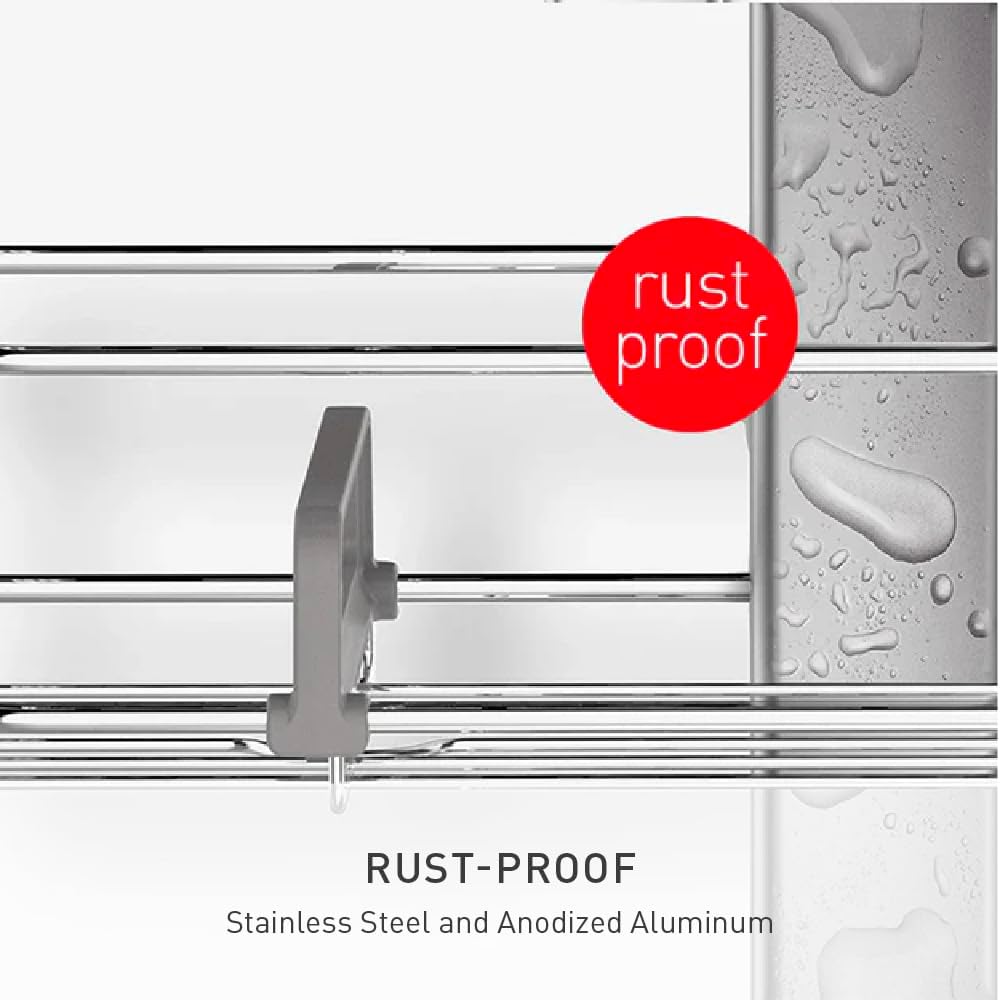 simplehuman 8' Tension Pole Shower Caddy, Stainless Steel and Anodized Aluminum