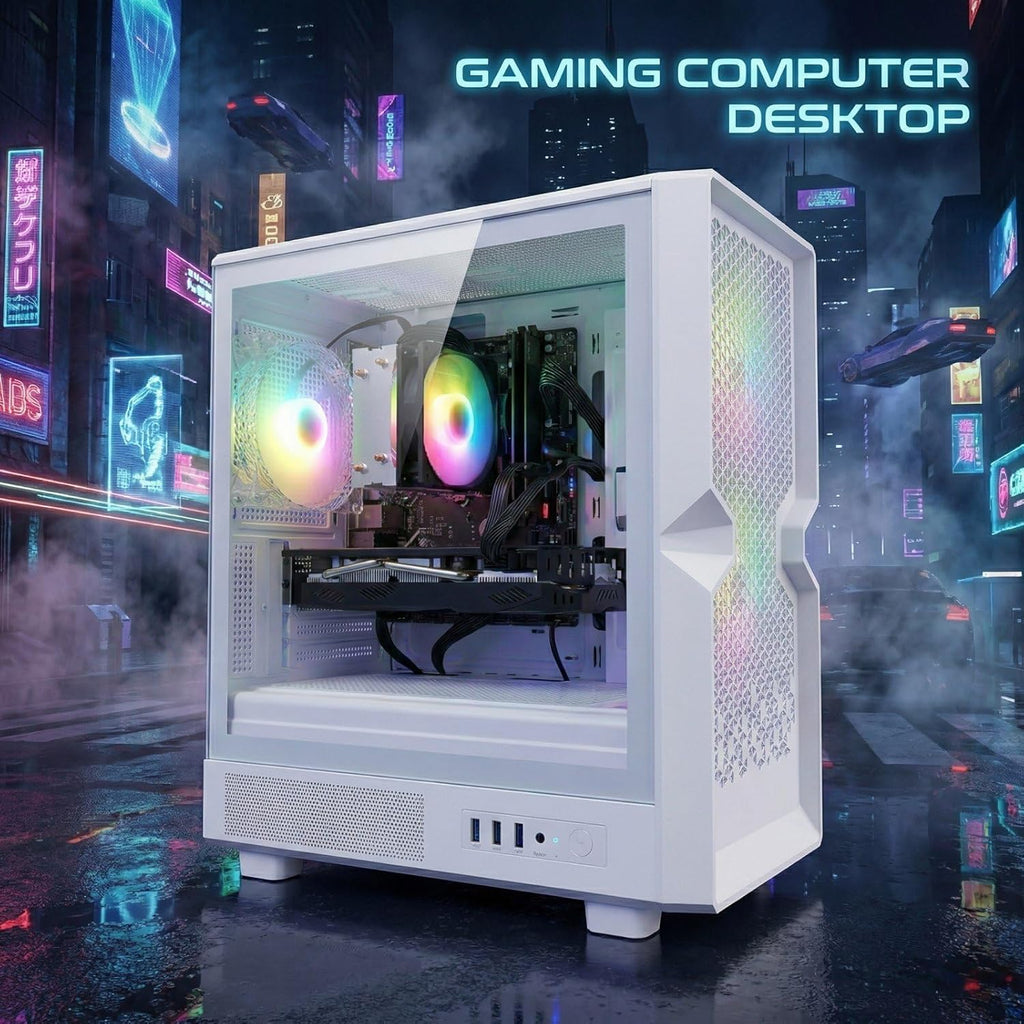 STGAubron Gaming PC Computer Desktop, AMD Ryzen 5 5500 up to 4.2GHz, GeForce RTX 2060 Super 8G,16G DDR4, 1T SSD, WiFi 6 5G & BT 5.2, RGB Fan x3, Windows 11 Home