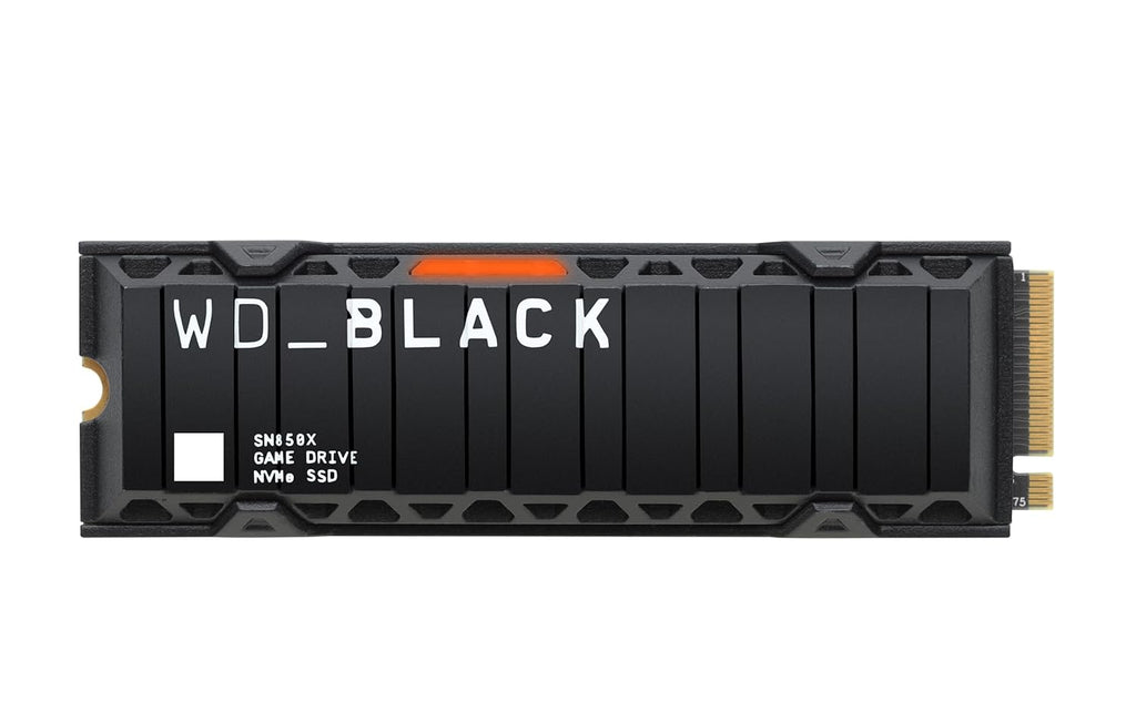 WD_BLACK SN850X 1TB NVMe SSD with Heatsink - M.2 2280, Up to 7,300 MB/s Read speeds, Up to 6,300 MB/s write speeds, Gaming Expansion, High Performance Internal Solid State Drive - WDS100T2XHE