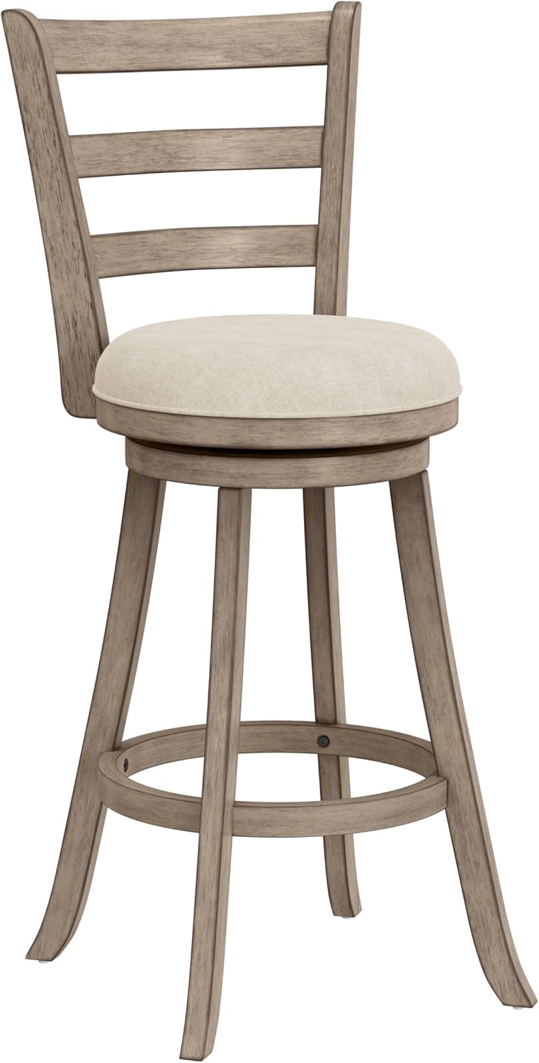 Hillsdale Laymon Modern Wood Bar Height Swivel Stool, Gray Brown
