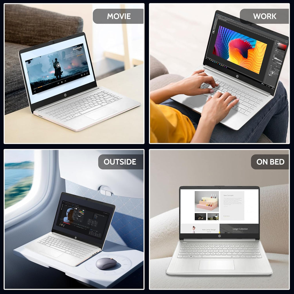 HP Essential Laptop Computer for Home and Student with Office 365, 2026 Edition, 16GB RAM, 128GB Storage- Intel Processor - LED Display, 500GB External HDD, Portable Design, Copilot AI, Win 11 Home S