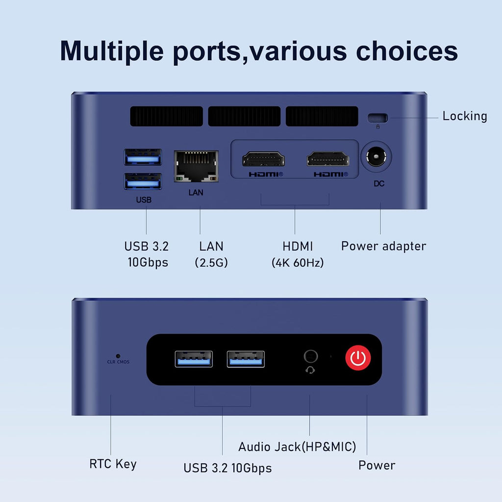 Beelink Mini PC,Mini S12 N95 Intel Alder Lake-N95 (up to 3.4GHz),12GB LPDDR5 512GB SATA3 SSD Mini Desktop Computer, Support 4K@60Hz Dual HDMI Display, 2.5G LAN/USB3.2/Low-Power Home/Office Micro PC