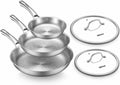 Titanium Pans set with 2Lids,8+10+12Inch Pure Titanium Hammered Upgarde Pro Non-Toxic Skillet for Cooking, PFAS/PFOA/PTFE Free Cookware, Dishwasher&Oven Safe, Kitchen Induction Compatible
