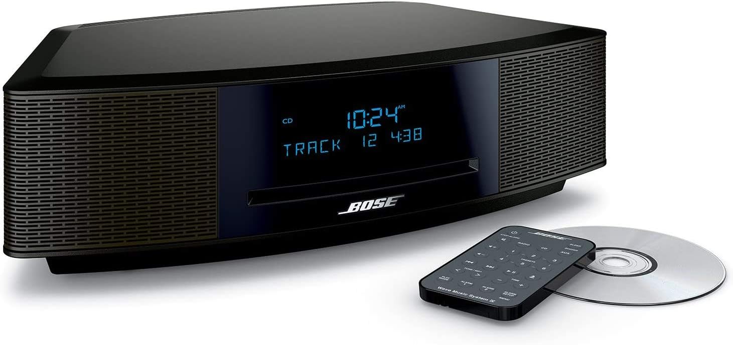 Bose Wave Music System IV - Espresso Black - for Holiday Family Entertainment - CD/MP3 CD Player, Advanced AM/FM Tuner, Dual Alarm, Remote Control, 2.4m AC Power Cable, 4.5" Inches Tall (Renewed)