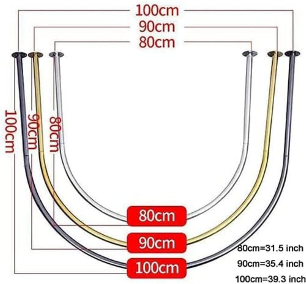 Metal Curtain Rod U-Shaped Shelf - Fitting Room Curtain Rod for Clothing Store Office Wedding Dress Shop Changing Room (Gold,100x100cm)