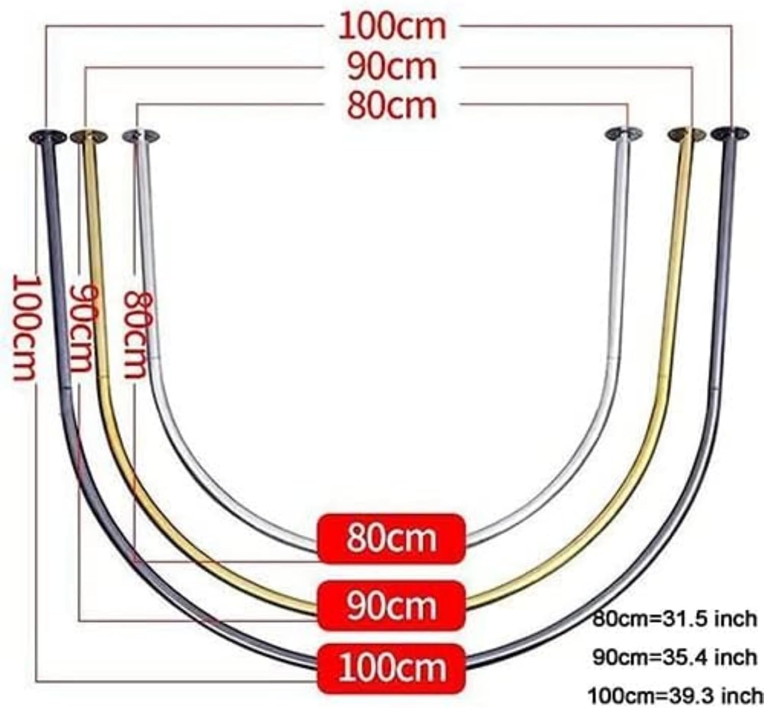 Metal Curtain Rod U-Shaped Shelf - Fitting Room Curtain Rod for Clothing Store Office Wedding Dress Shop Changing Room (Gold,100x100cm)