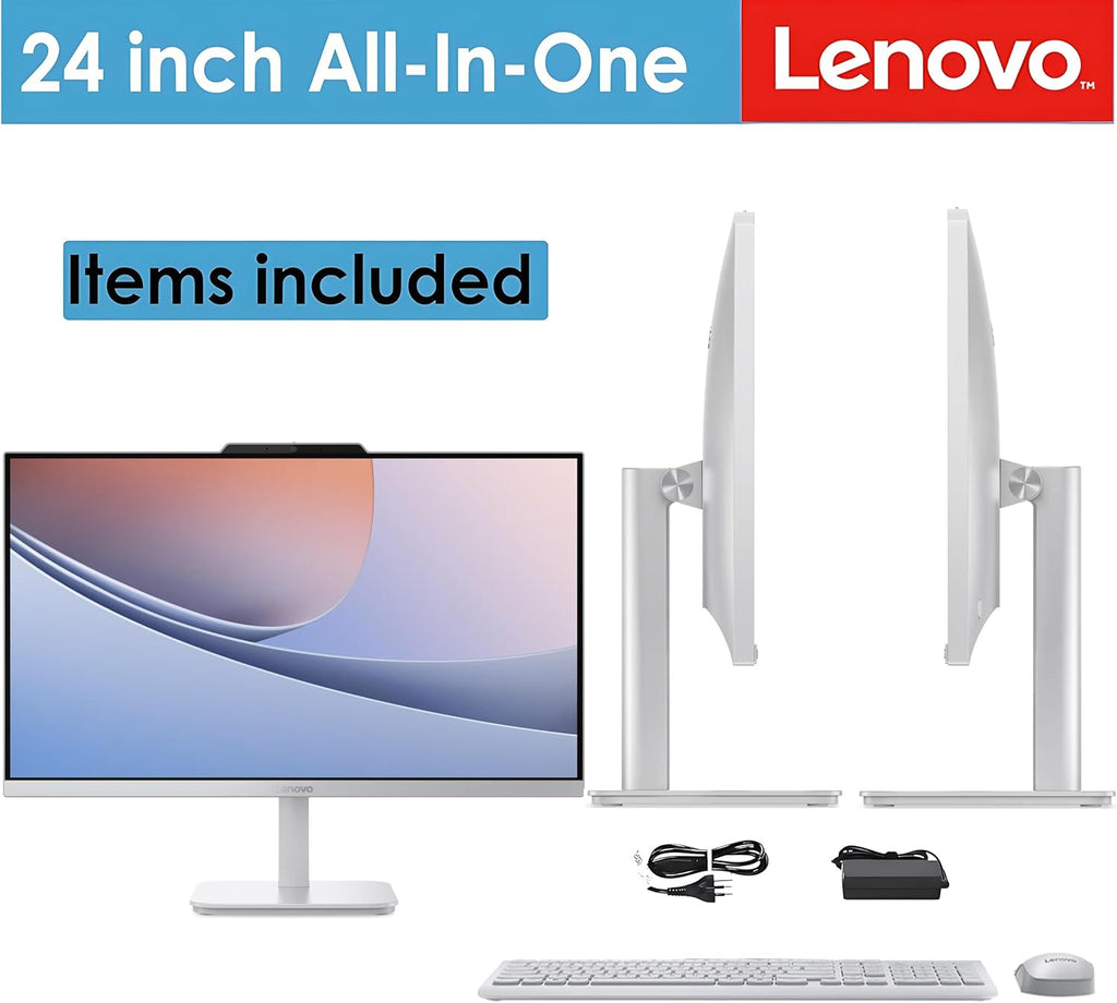 Lenovo 24" FHD All-in-One Desktop Computer for Home & Office, Intel Processor, 16GB RAM, 256GB PCIe SSD, HDMI, Bluetooth 5.2, Business AIO, Vent-Hear, Wireless KB & Mouse, Win 11