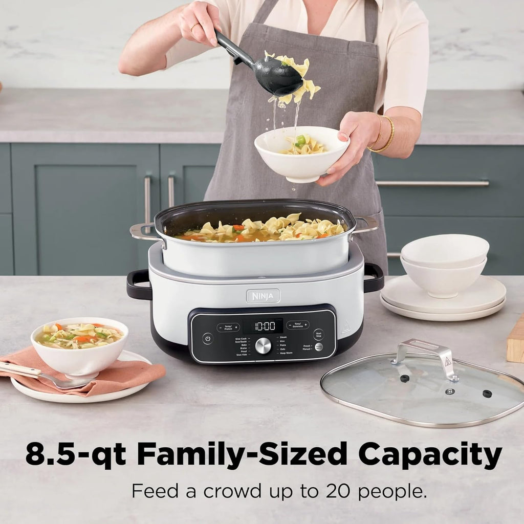 Ninja Foodi PossibleCooker PRO Plus with 11-in-1 Smart Cook System, Thermal Surround Technology, Powerful 1400-Watt Base, Oven safe up to 500º F - White (Renewed)