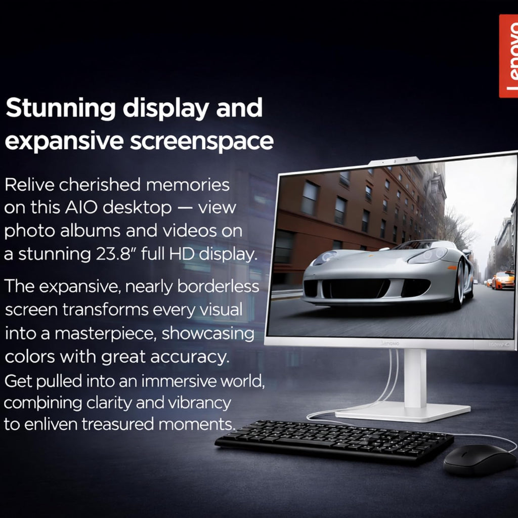 Lenovo 24" FHD All-in-One (AIO) Desktop - 16GB RAM - 512GB SSD - Intel Core - Office 365 for The Web | Stylish & Sleek - Stunning Display - Easy Task Management & Clear Calls - Fast & Quick Access