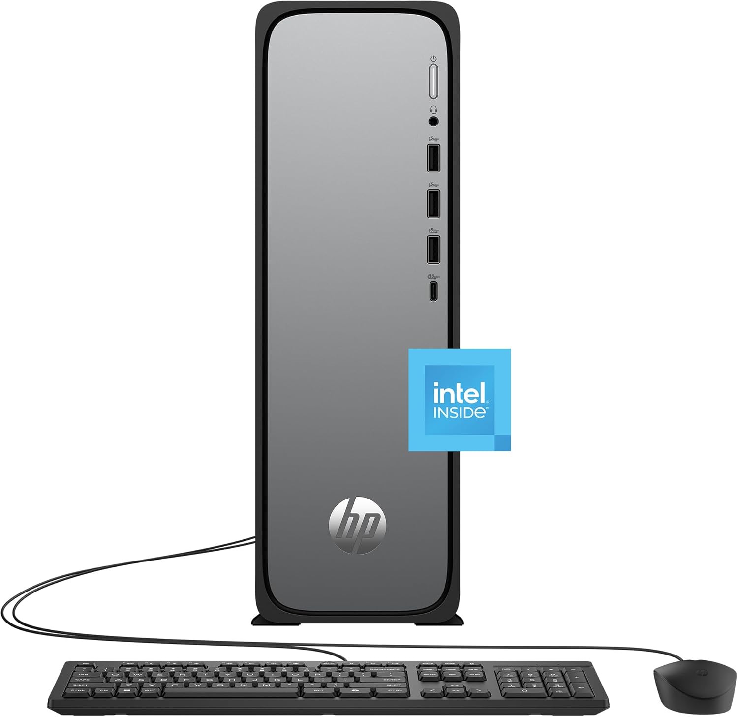 HP OmniDesk Slim Desktop PC, Intel Processor 300, 8 GB RAM, 256 GB SSD, Intel UHD Graphics 710, Windows 11 Home, Microsoft Copilot, Meteor Silver, S03-0010 (2025) (Renewed)