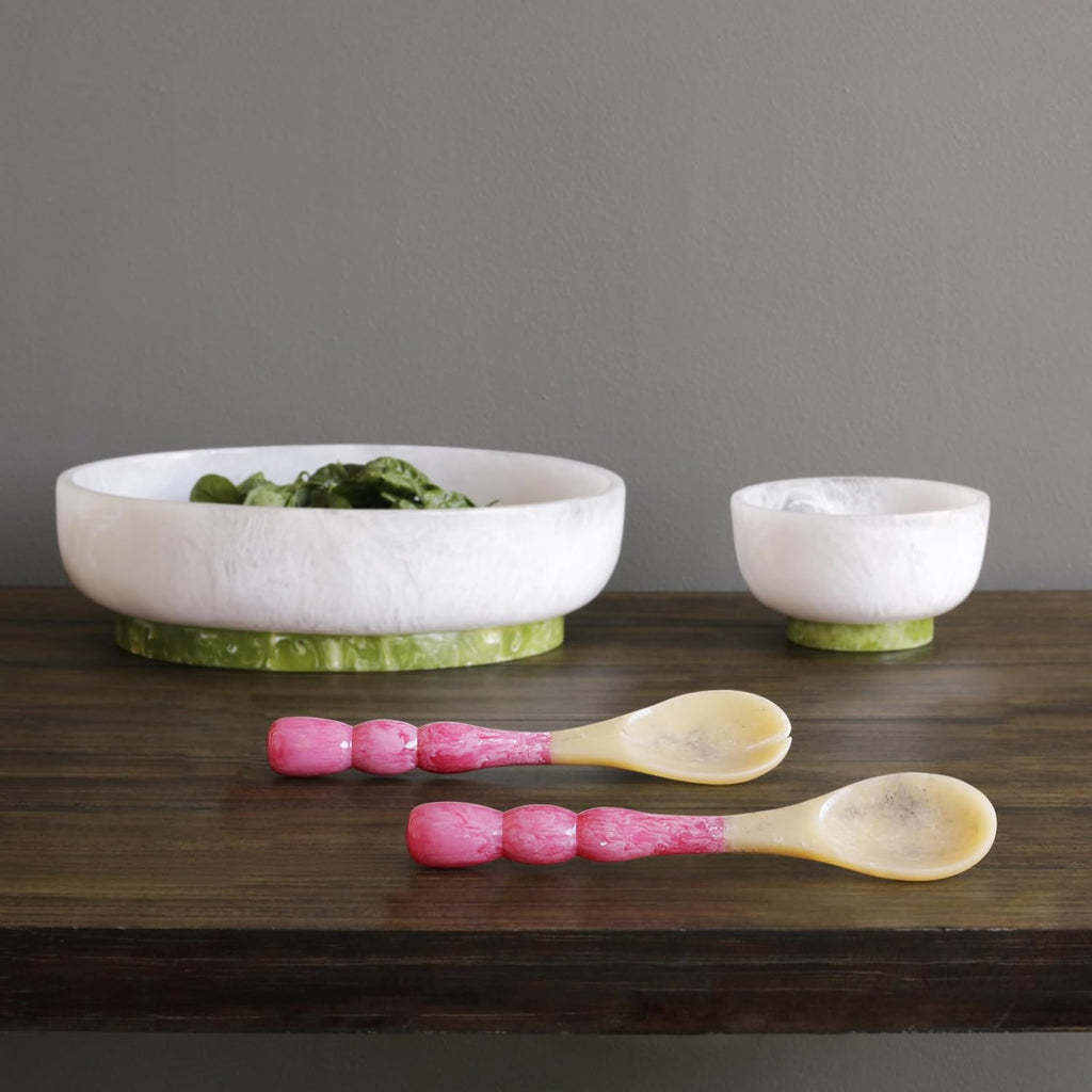 Beatriz Ball RESIN Rio Bubble Salad Servers (Red) – Hand-Poured, Stylish, Lightweight & One-of-a-Kind Artisanal Serveware