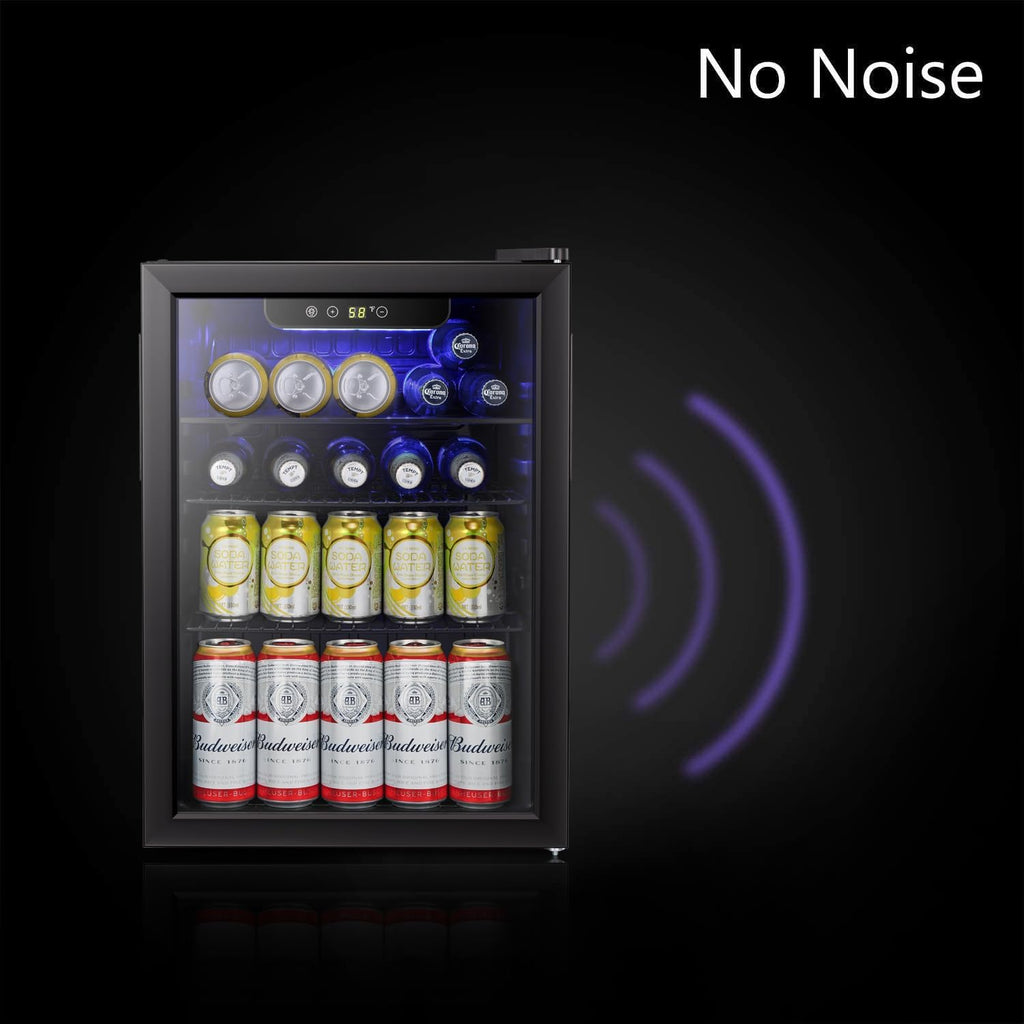 Antarctic Star Beverage Refrigerator Cooler-95 Can Mini Fridge Glass Door for Soda Beer Wine Stainless Steel Glass Door Small Drink Dispenser Digital Display for Home, Office Bar,2.4cu.ft