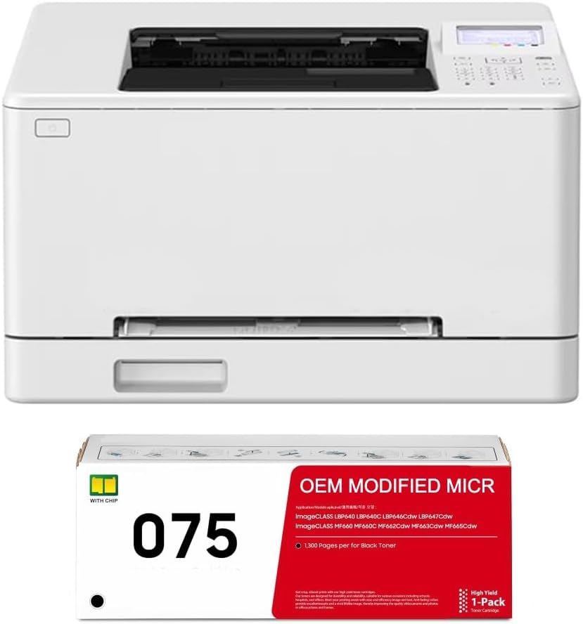 Renewable Toner MTI imageCLASS LBP646cdw MICR Check Printer System, Wireless Color Laser 26 PPM Home Office Printer, Magnetic Ink for Bank-Compliant Business Payroll Check Printing