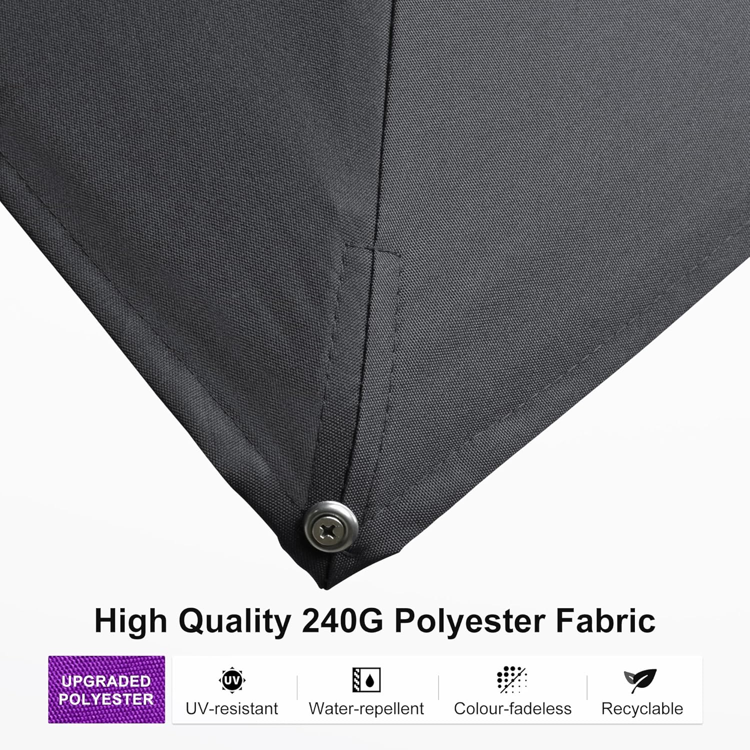 PURPLE LEAF 10' x 13' Rectangle Patio Cantilever Umbrella With Base Large Hanging Umbrella Teak Finished Aluminum Frame Windproof Offset Outdoor Sun Umbrellas for Beach Pool Deck, Grey