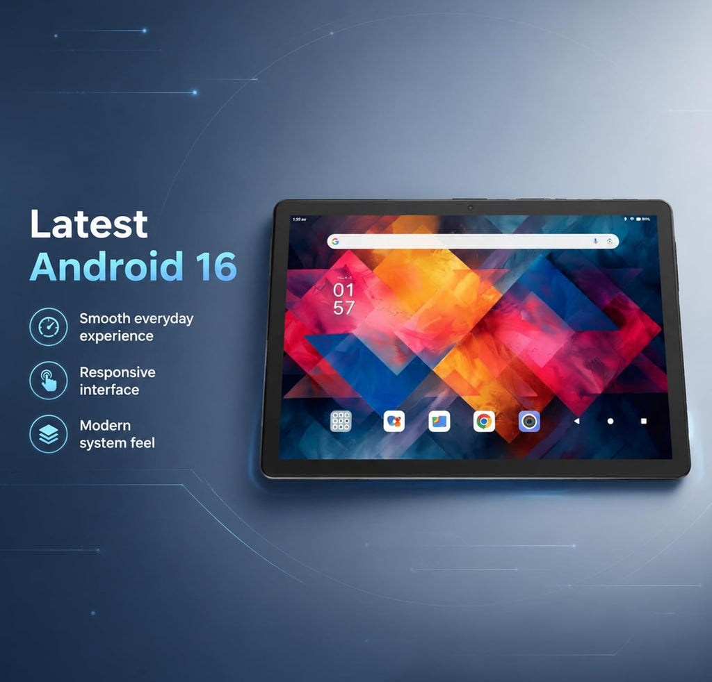 Jeazans 2026 Upgraded Android 16 Tablet with 64GB+1TB Expand, 10.1 inch Tablet with 8-Core, Dock Station, Gemini Ai, WiFi 6, Bluetooth 5.4, 3-Year Protection, Tablet for Students, Kids& Adults