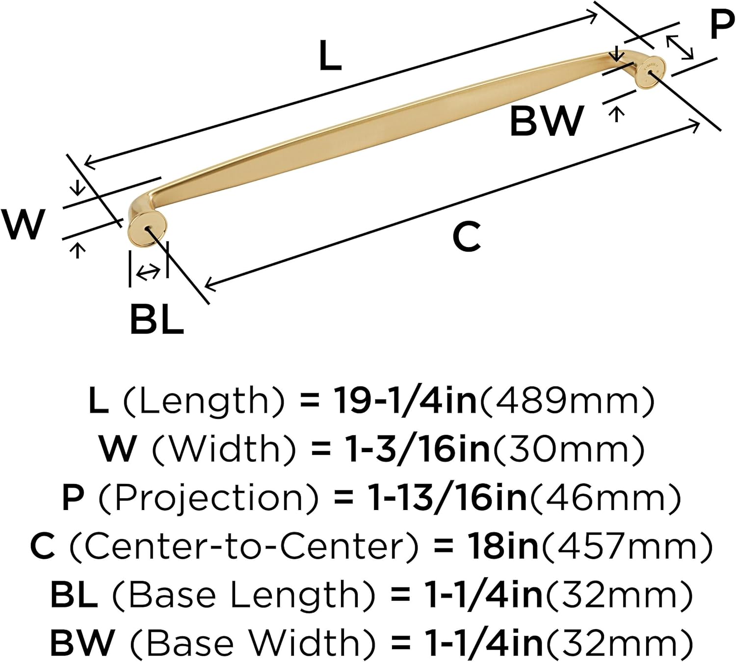 Amerock BP53806CZ | Champagne Bronze Appliance Pull | 18 inch (457mm) Center-to-Center Cabinet Handle | Kane | Furniture Hardware