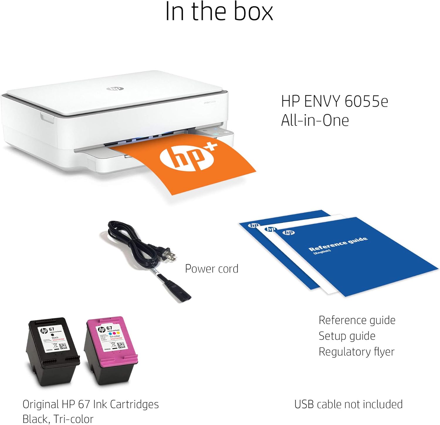 HP ENVY 6055e Wireless Color Inkjet Printer, Print, scan, copy, Easy setup, Mobile printing, Best-for-home, 3 month Instant Ink trial included, white