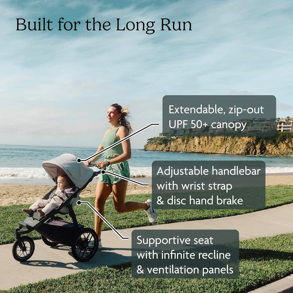 UPPAbaby Ridge V2 Jogging Stroller | All-Terrain Performance Suspension + Never-Flat Tires Built for Walking, Running + Trails | Water Bottle Holder Included | James (Black |Carbon Frame)