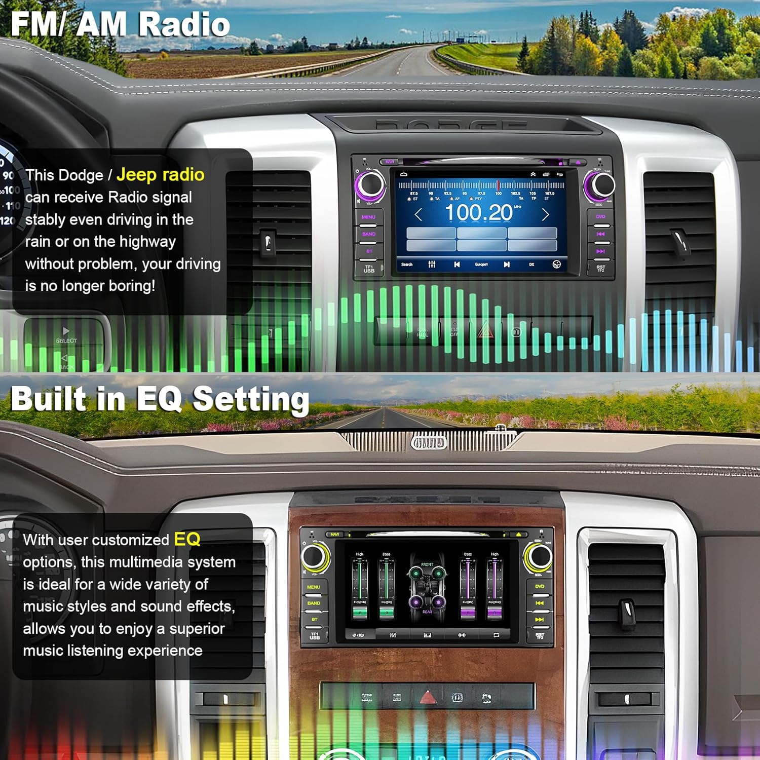 Car Radio Stereo with CD/DVD Player for Dodge Challenger&Avenger(2008-2014), for Dodge RAM 1500 2500 3500 (2009-2012),7 Inch Head Unit with CarPlay & Android Auto,Bluetooth & Mirror Link