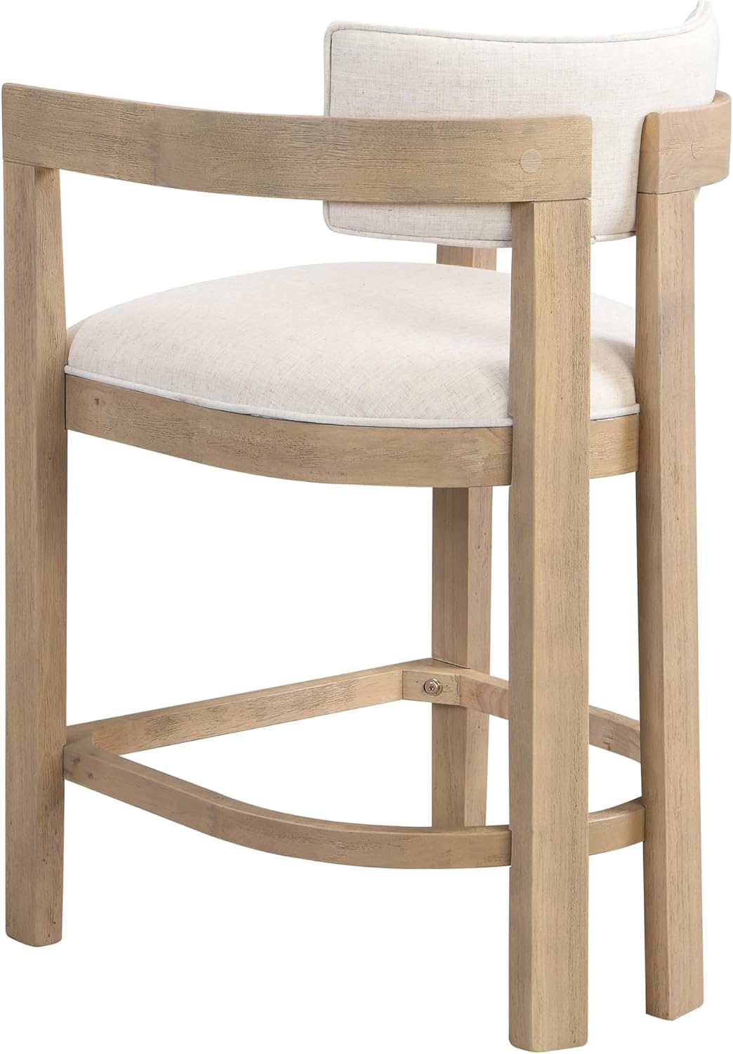 Christopher Knight Home Set of 2 Ryland Modern 26" Counter Height Bar Stools, Fabric Upholstered Counter Stools,Wooden Kitchen Island Armchair with Footrest, Round Backrest, Soft Seating,Beige+Natural