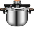 6L Multi-Function Slow Cooker with Anti-Scalding Handle Household Stainless Steel Knob Pressure Cooker for Meat, Rice, Soup