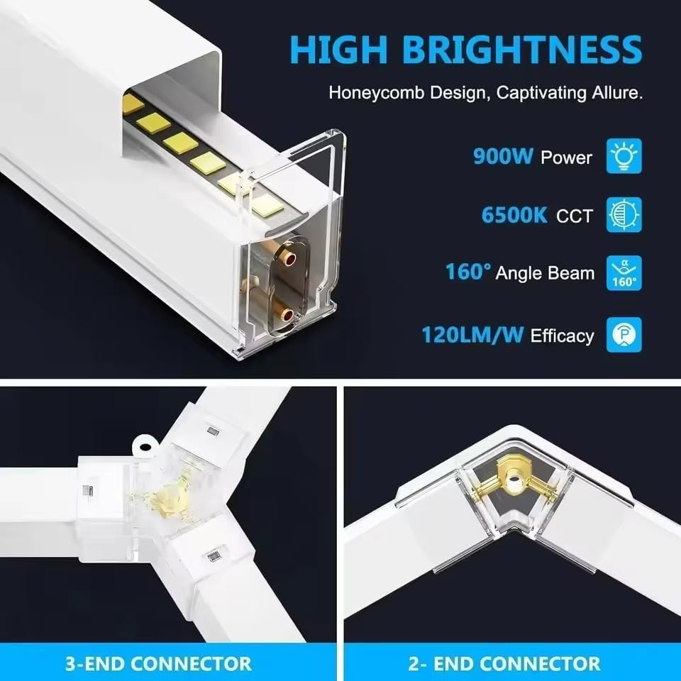 RGB LED Hexagon Garage Lighting Honeycomb Lamps 110-265V for Car Wash Repair Workshop Decor Ceiling Lighting LED Hexagon Lights for Gym Bar Gaming Room, Smart App,Remote Control