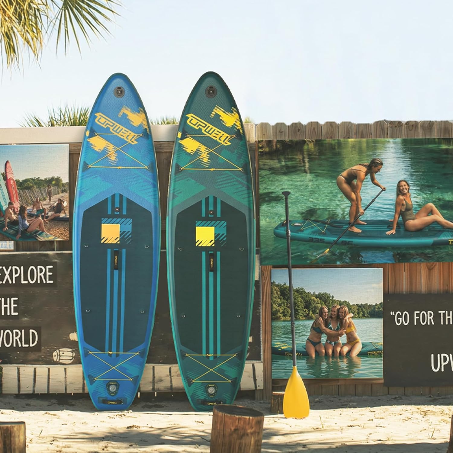 UPWELL 11'×34" Stand Up Paddle Board, SUP Board for Adults & Teens, Inflatable SUP Board with Premium Accessories, 120L Backpack, Paddle, Leash, Hand Pump, Fins