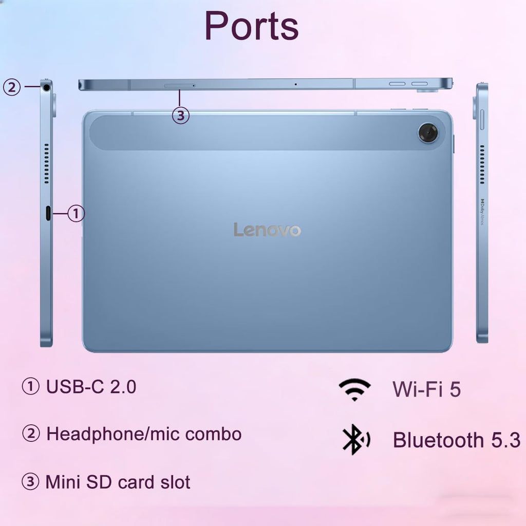 Lenovo Tab M10 10.1" Idea Android Tablet, 192GB Storage (128GB eMMC+64GB SD Card), FHD+ (1920x1200), 8-Core MediaTek, Ultra-Light Design for Kids, Student, Gaming, Long Battery Life, 8MP+5MP Camera