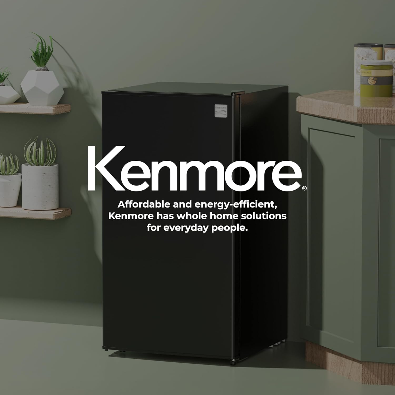 Kenmore 18" Compact Refrigerator with Chiller Compartment - Reversible Door, Adjustable Glass Shelves, ENERGY STAR Certified, 6 Can Rack, Interior Lighting, Freestanding, 3.5 cu. ft. Capacity - Black