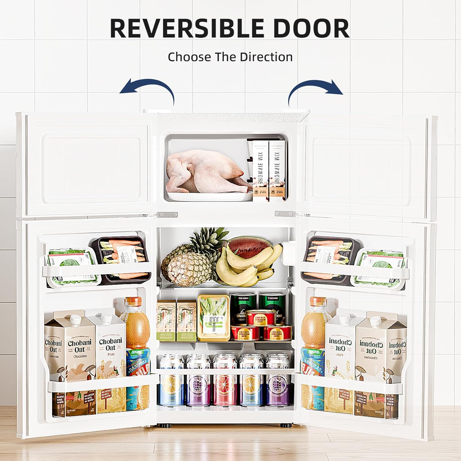 Antarctic Star Mini Fridge with Freezer, Double Door Compact Refrigerator, Adjustable Thermostat, Small Fridge for Bedroom Office Dorm Apartment, 2.45 Cu.Ft, White