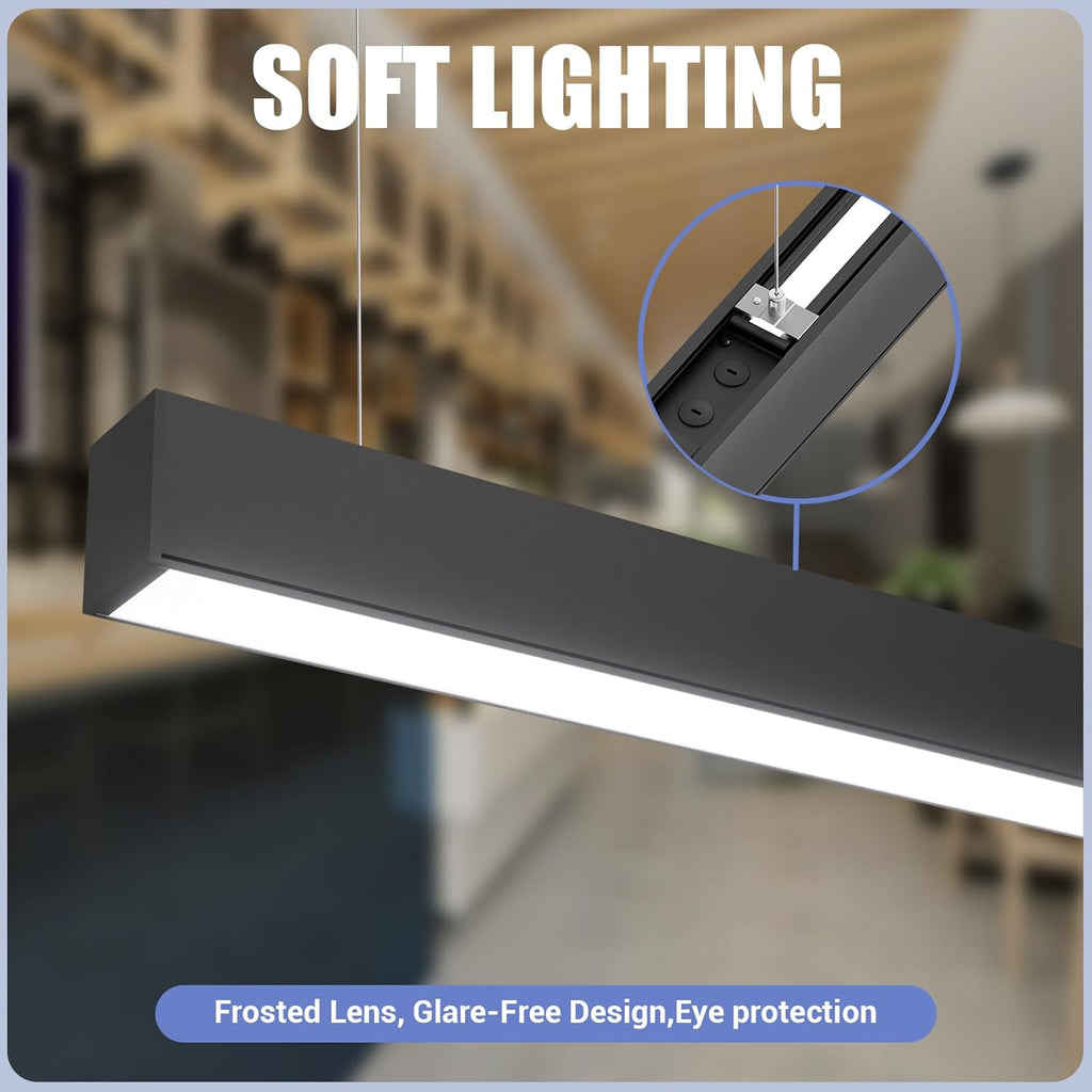 4FT LED Linear Lights with Remote 60W Up and 12W Down Light, 3000-5000K 4 Feet Commercial Shop Lighting for Office Garage Basement Shop Dining Room bar, Dimmable 4' Architectural Fixture-4Pack