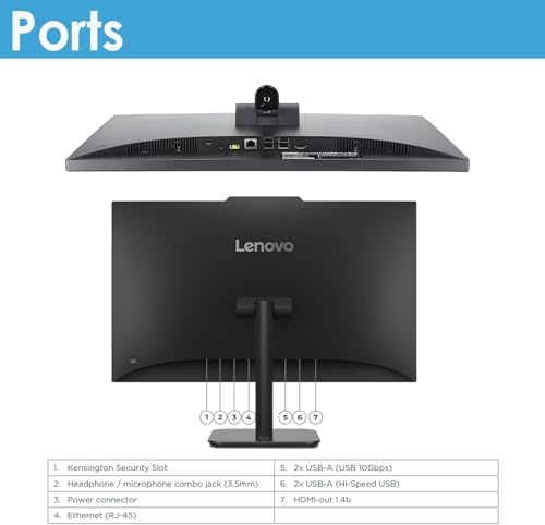 Lenovo IdeaCentre 24 23.8" All-in-One with Lifetime Office 365 for Web, 16GB DDR4 RAM, 1TB PCIe SSD, Intel N100 Processor, FHD AIO Desktop Computer, WiFi 6, Bluetooth, Jet Black, Win 11 Home