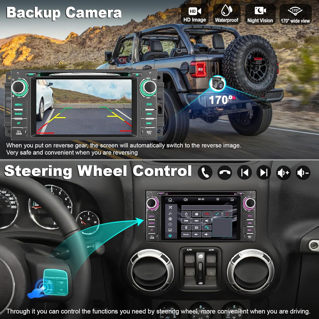 Car Radio Stereo with CD/DVD Player for Dodge Challenger&Avenger(2008-2014), for Dodge RAM 1500 2500 3500 (2009-2012),7 Inch Head Unit with CarPlay & Android Auto,Bluetooth & Mirror Link