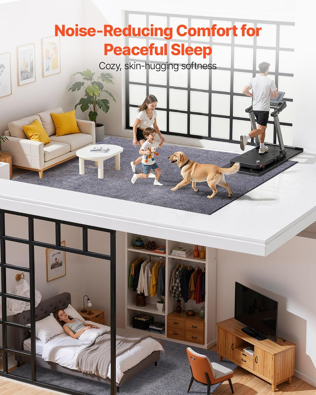 VEVOR Indoor Plush Area Rugs, 9 x 12 ft Living Room Plush Carpet Blue Gray Area Rugs Furry with Long Plushs Pile, Thick High-Pile Rug for High-Traffic Areas, Non-Shedding & Non-Slip Backing