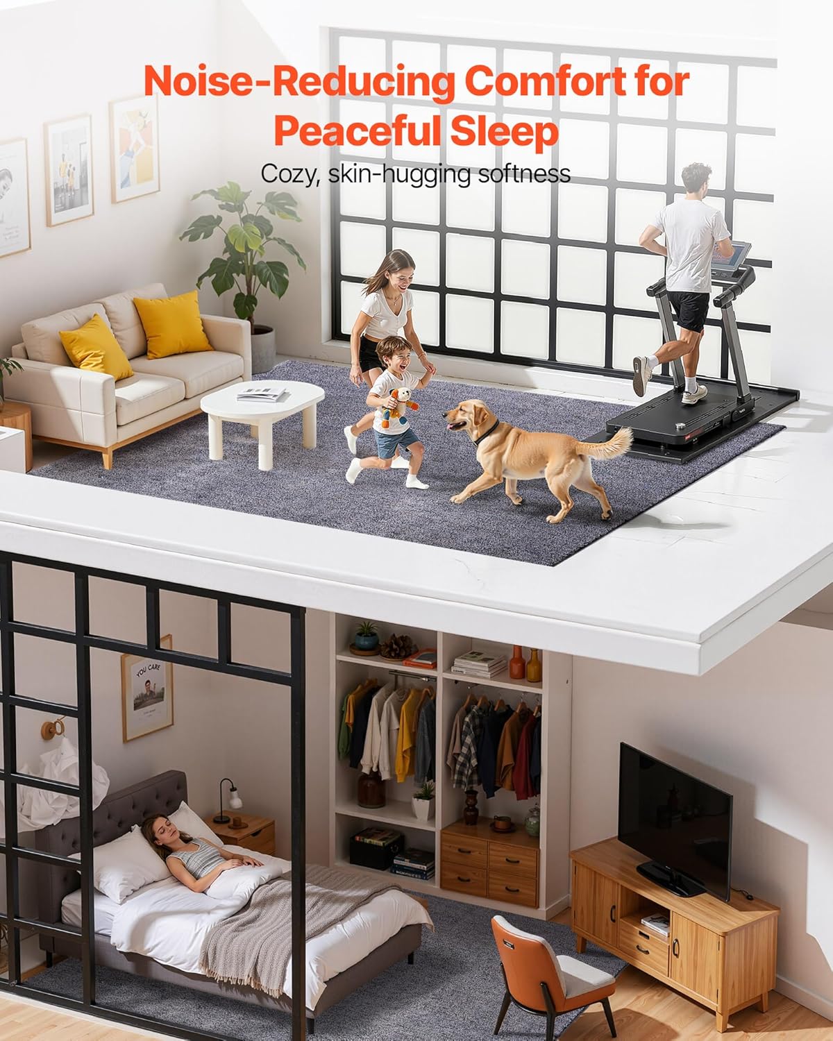VEVOR Indoor Plush Area Rugs, 9 x 12 ft Living Room Plush Carpet Blue Gray Area Rugs Furry with Long Plushs Pile, Thick High-Pile Rug for High-Traffic Areas, Non-Shedding & Non-Slip Backing