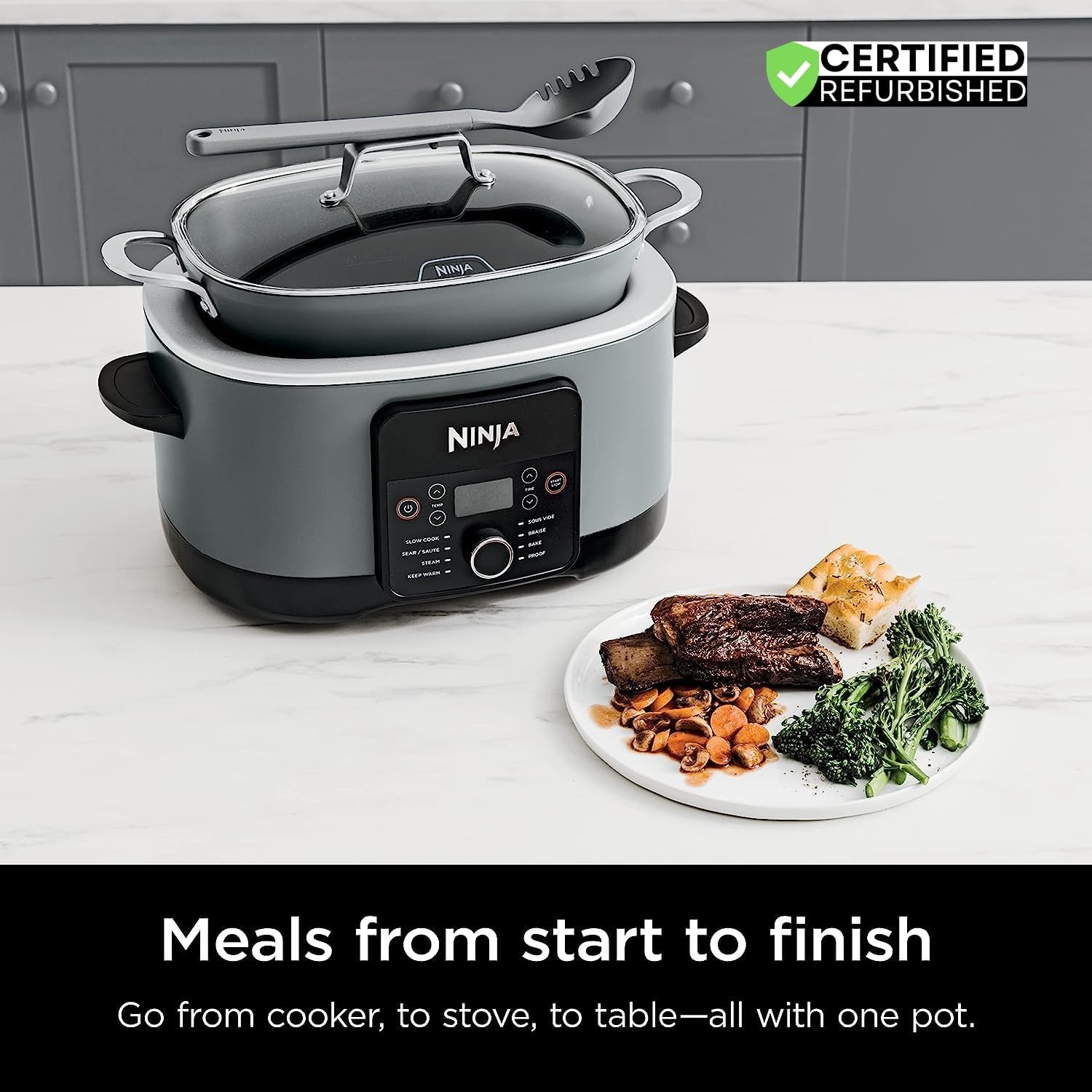 Ninja MC1001 Foodi Possible Slow Cooker PRO Multi-Cooker (Renewed) Bundle with 2 Year Enhanced Protection Pack