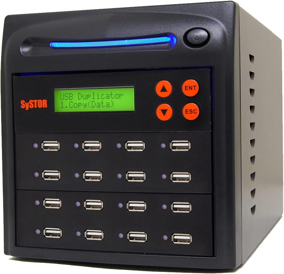 Systor 1 to 15 USB Duplicator & Sanitizer 2GB/Min - Standalone Multiple Flash Memory Copier & Storage Drive Eraser, Copy Speeds Up to 33MB/Sec (SYS-USBD-15)