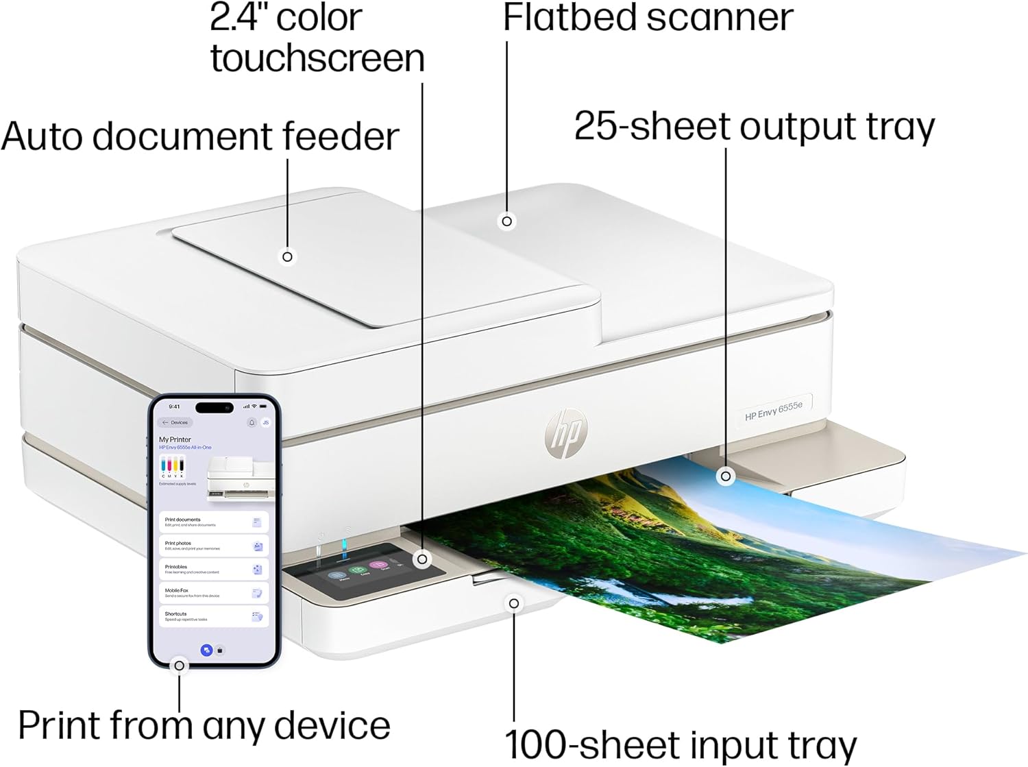 HP Envy 6555e Wireless All-in-One Color Inkjet Printer, Portobello, Print, scan, copy, Duplex printing Best-for-home, 3 month Instant Ink trial included, AI-enabled (714N5A)